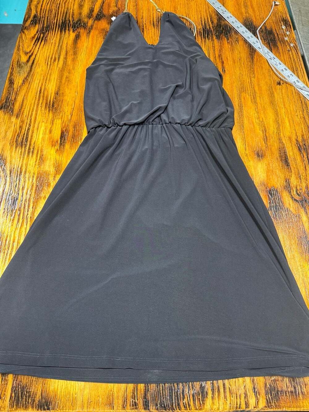 MSK Halter Neck Chain Detail Dress Size L Black Polyester